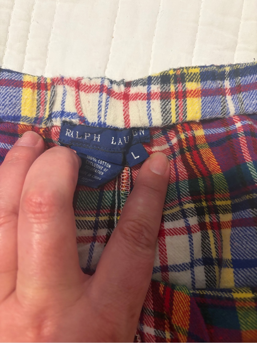 Ralph Lauren Red, Blue and Yellow Plaid Cotton Flannel Pants - Picture 3 of 3